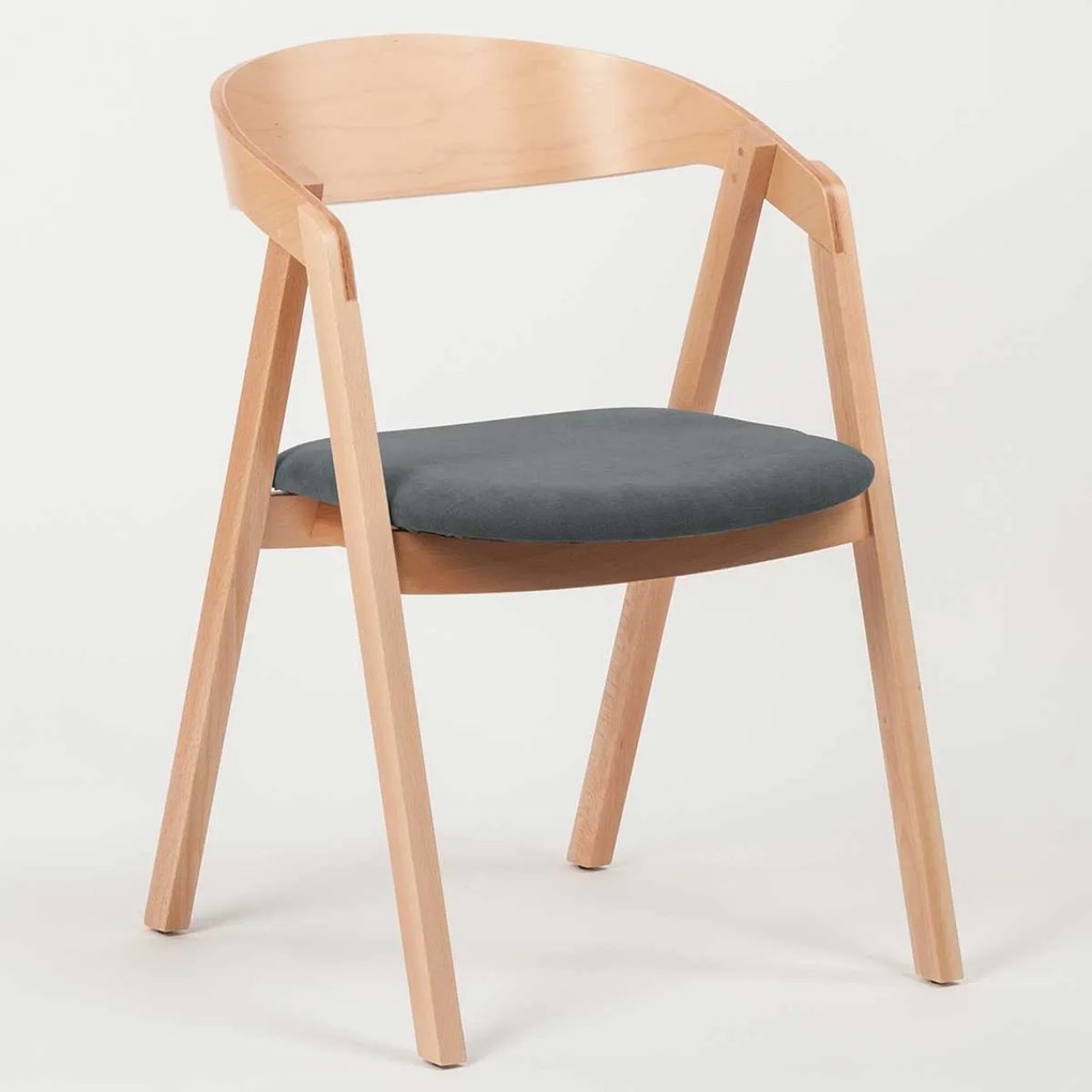 Stima stolička GURU buk s čalúneným sedákom Vyberte odtieň ->: Tmavo hnedá, Vyberte látku ->: LUX Jeans 33