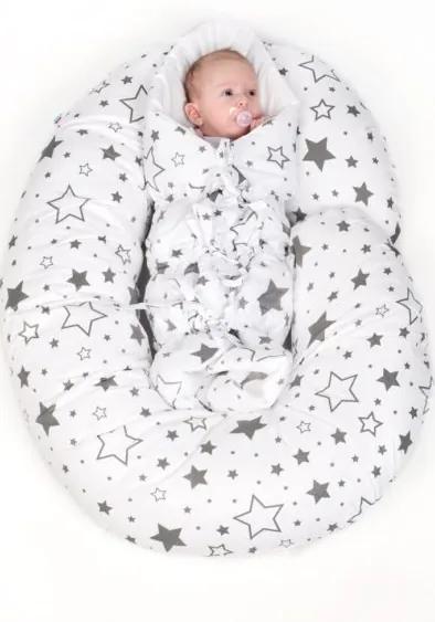 NEW BABY Klasická šnurovacia zavinovačka New Baby sivá hviezdičky sivé