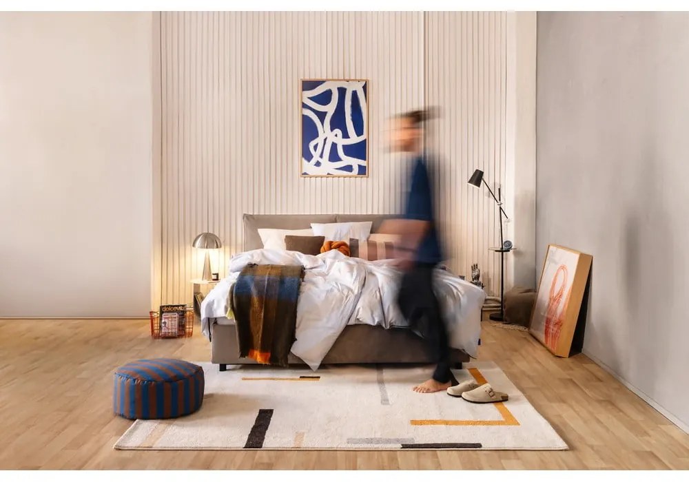 Čalúnená dvojlôžková posteľ taupe s úložným priestorom s roštom 180x200 cm Myra Pillow – Bonami Selection