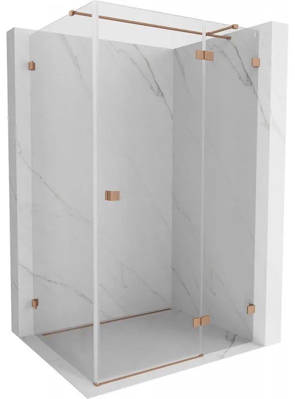 Mexen Lunar T, sklopný sprchový kút pravý 110 x 80 cm, 8mm číre sklo, profil medená matná, 834T-110-080-65-00-P