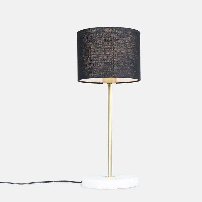 Stolná lampa mosadz s čiernym tienidlom 20 cm - Kaso