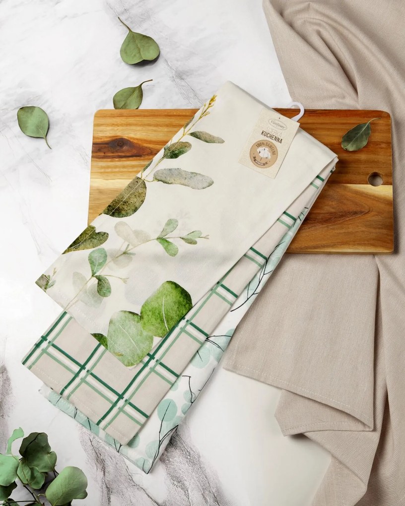 KUCHYNSKÉ UTIERKY OLIVE SADA 9 KS 50X75 CM VZOROVANÉ