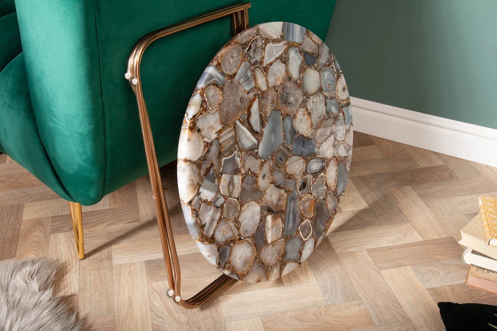 Konferenčný stolík Noble 62cm achát modré zlato