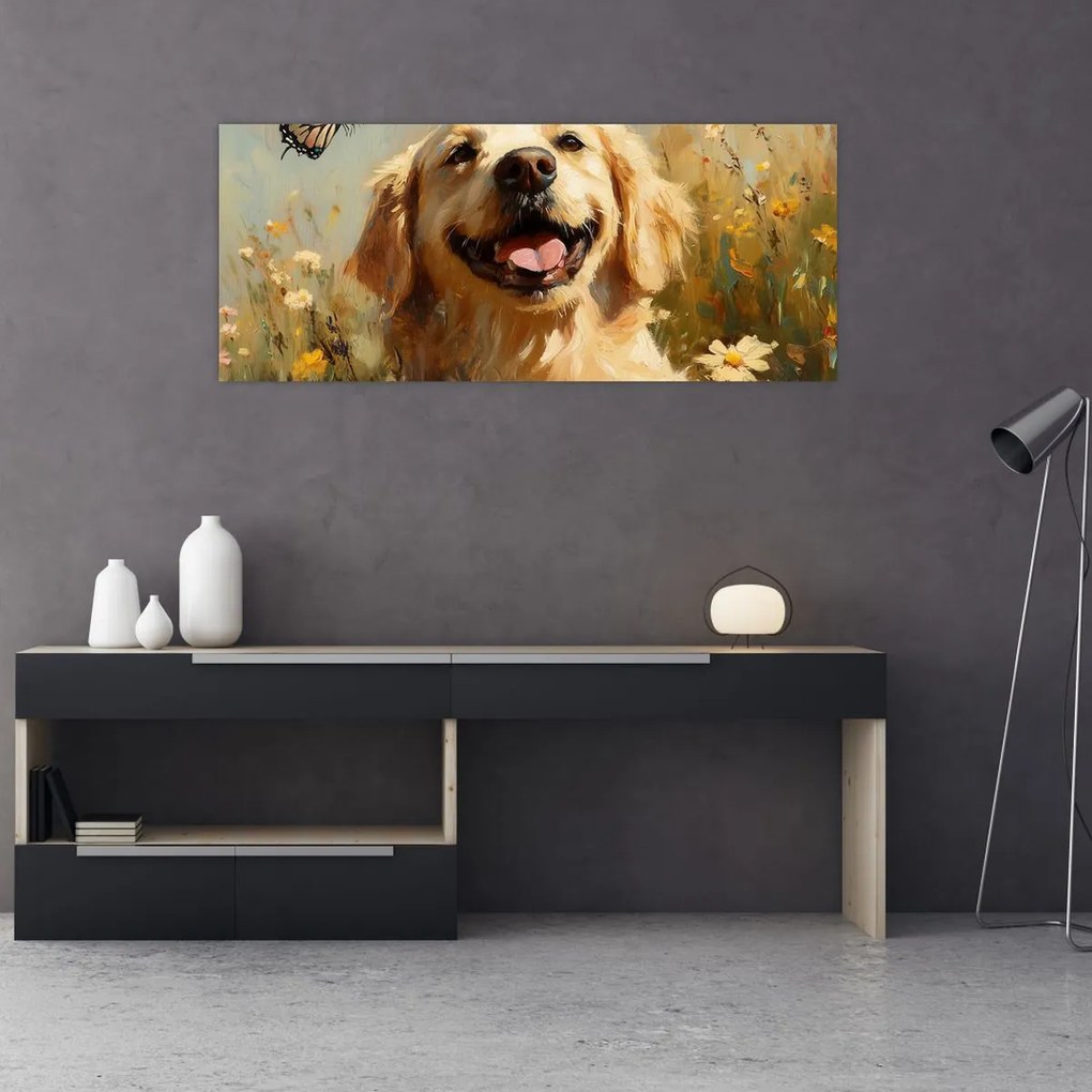 Obraz - Šťastný psík (120x50 cm)