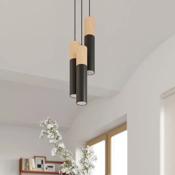 Sollux SL.0633 - Luster na lanku PABLO 2xGU10/40W/230V čierna