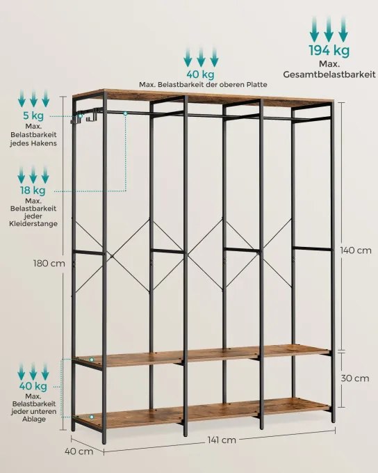Otvorená šatníková skriňa RGR005B01