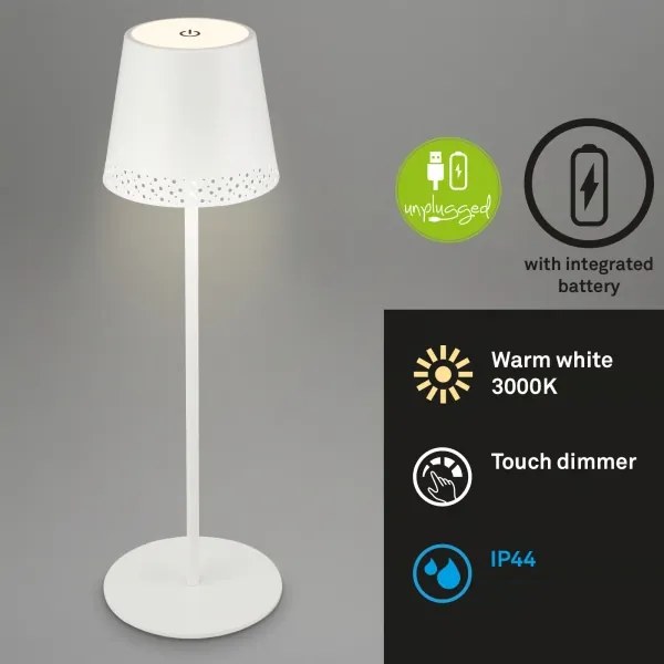 Brilo - LED nabíjateľná dotyková stolná lampa KIKI LED/2,6W/5V IP44 2600 mAh biela
