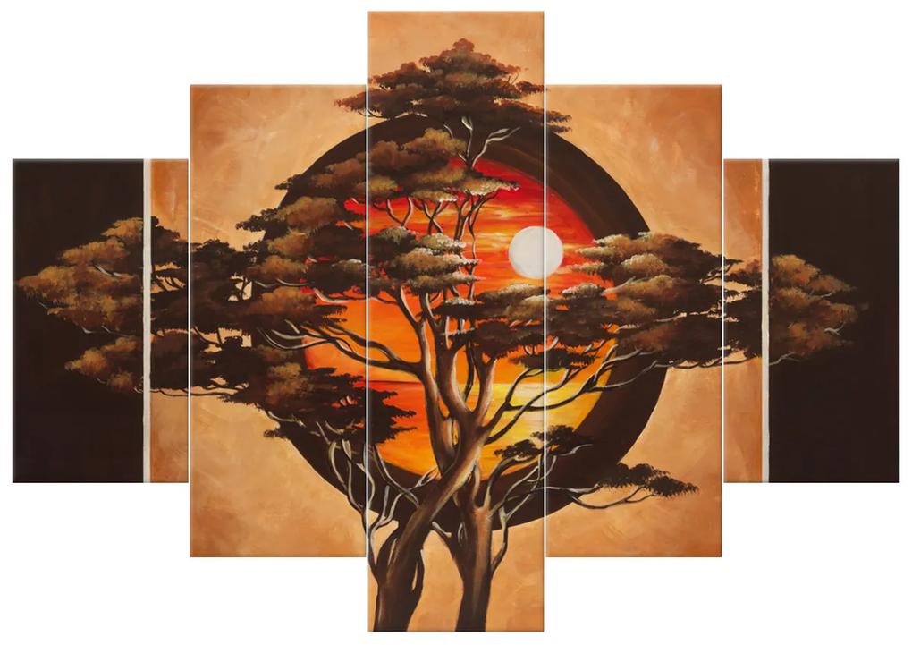 Gario Ručne maľovaný obraz Sférický strom - 5 dielny Rozmery: 100 x 70 cm