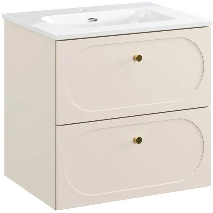 Kúpeľňová skrinka Donna Fly so zápustným umývadlom 60 cm piesková