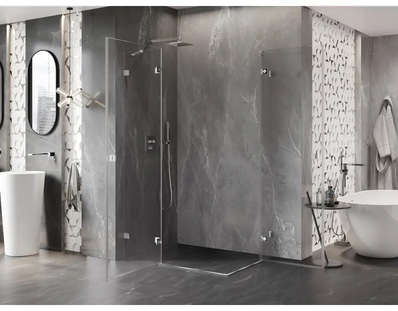 Mexen Lunar Duo výklopný sprchový kút 100 x 85 cm, 8mm číre sklo, chrómový profil, 834-100L-085P-01-00