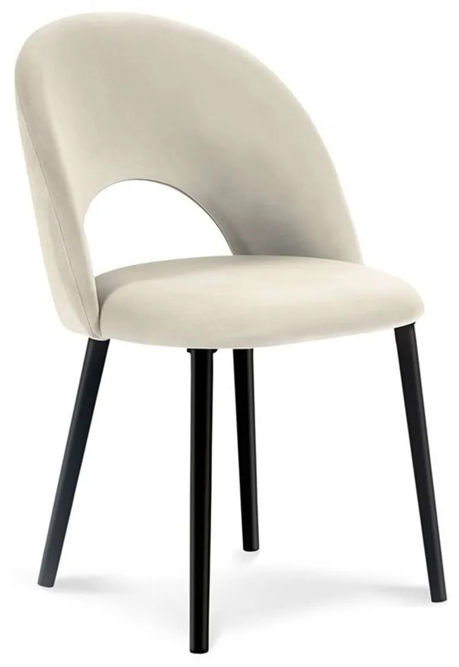 Béžová Zamatová stolička Lucia dĺžka 52 × šírka 48 × výška 80 cm MILO CASA