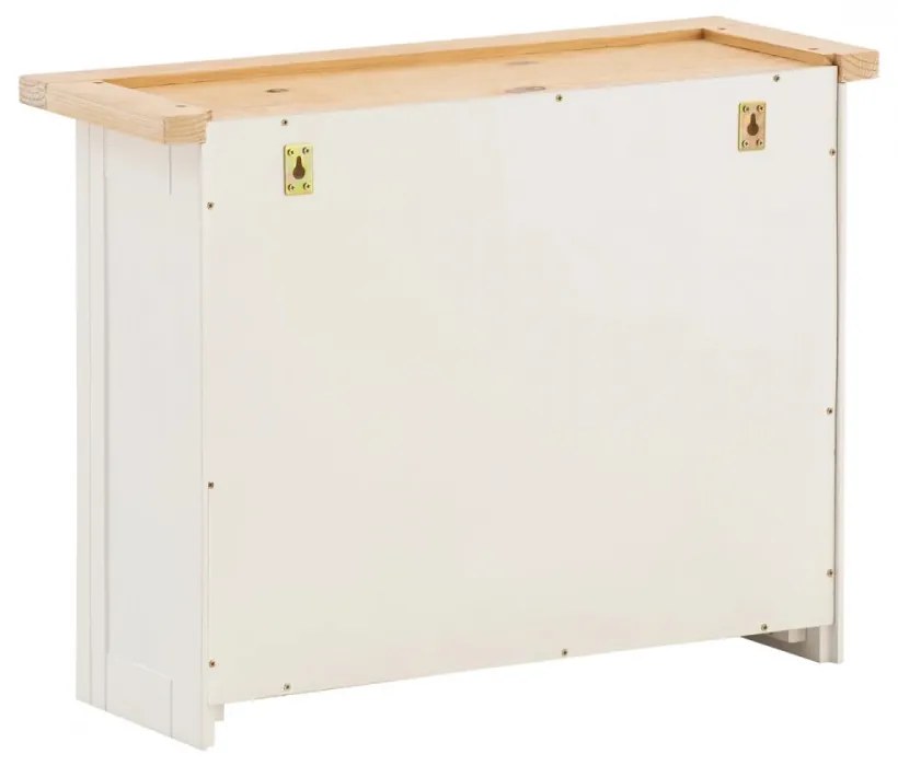 furniture-nabytek.cz - Masívna skrinka so zrkadlom Capera, borovica / MDF, lakovaná, biela / hnedá