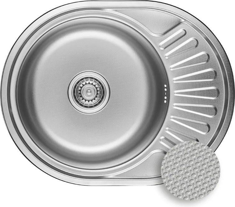 Kuchinox Normal, 1-komorový nerezový drez 570x450x180 mm s odkvapkávačom, drážkovaný dekor, oceľová, LAV-SGN_383T