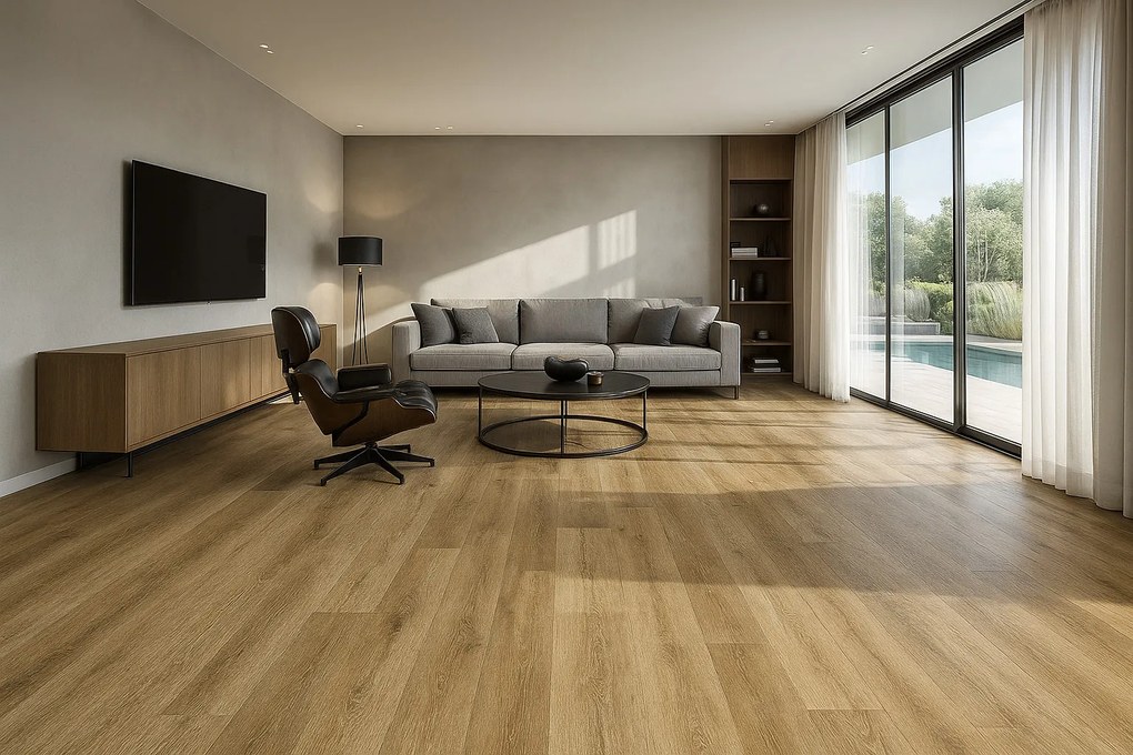 Beaulieu International Group, PVC podlaha - lino Domo 2152, na mieru, šíře 2m,4m, hnedá, bez podkladu, kuchyňa