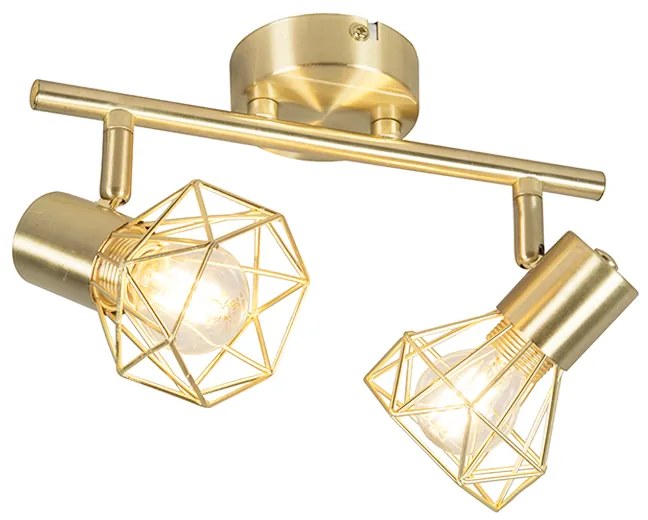 Bodové svetlo Art Deco mosadzné sklápateľné a otočné 2-žiarovkové - Mosh