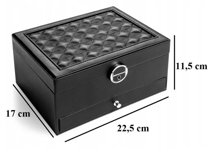 Supplies PREMIUM veľká šperkovnica na šperky, puzdro - čierna