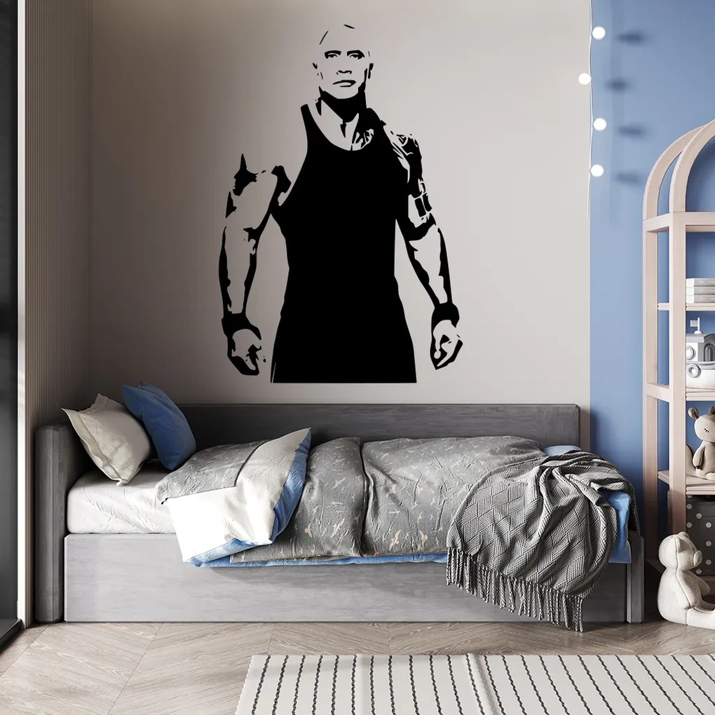 Veselá Stena Samolepka Dwayne Johnson The Rock Farba: béžová, Veľkosť: 80 x 55 cm