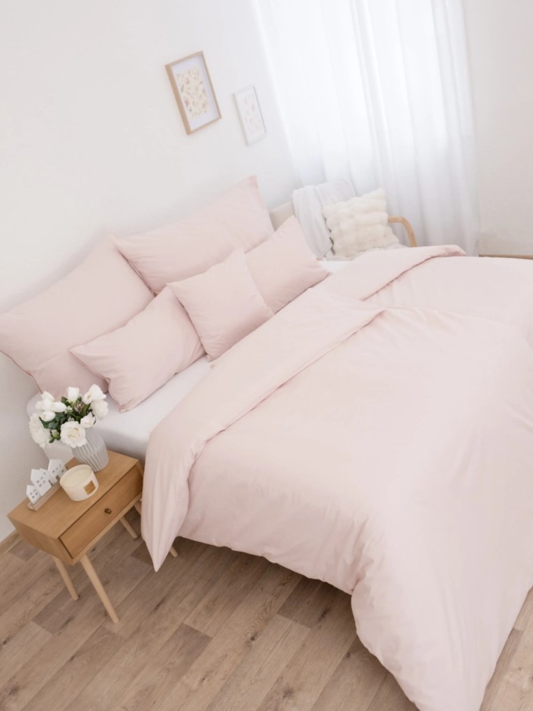 Predĺžené bavlnené obliečky Renforcé - Jasmine púdrová