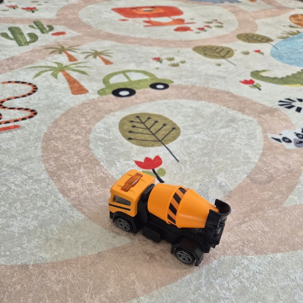 Dywany Łuszczów, Detský kusový koberec Bambino 1165 Zoo, 140x190, viacfarebná, detská izba