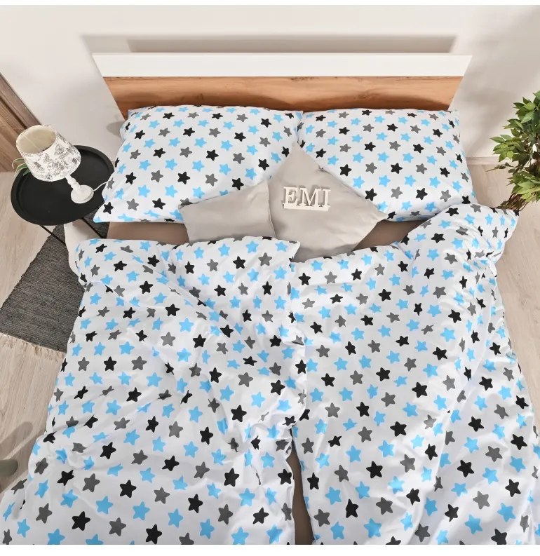 Obliečky bavlnené Hviezdičky modré EMI, Detský set 90x130 + 45x65