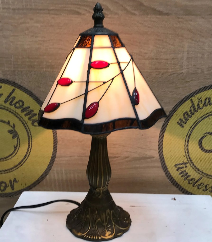 Vitrážová nočná lampa Tiffany Prezent 173 vzor 3 33,5*20 cm