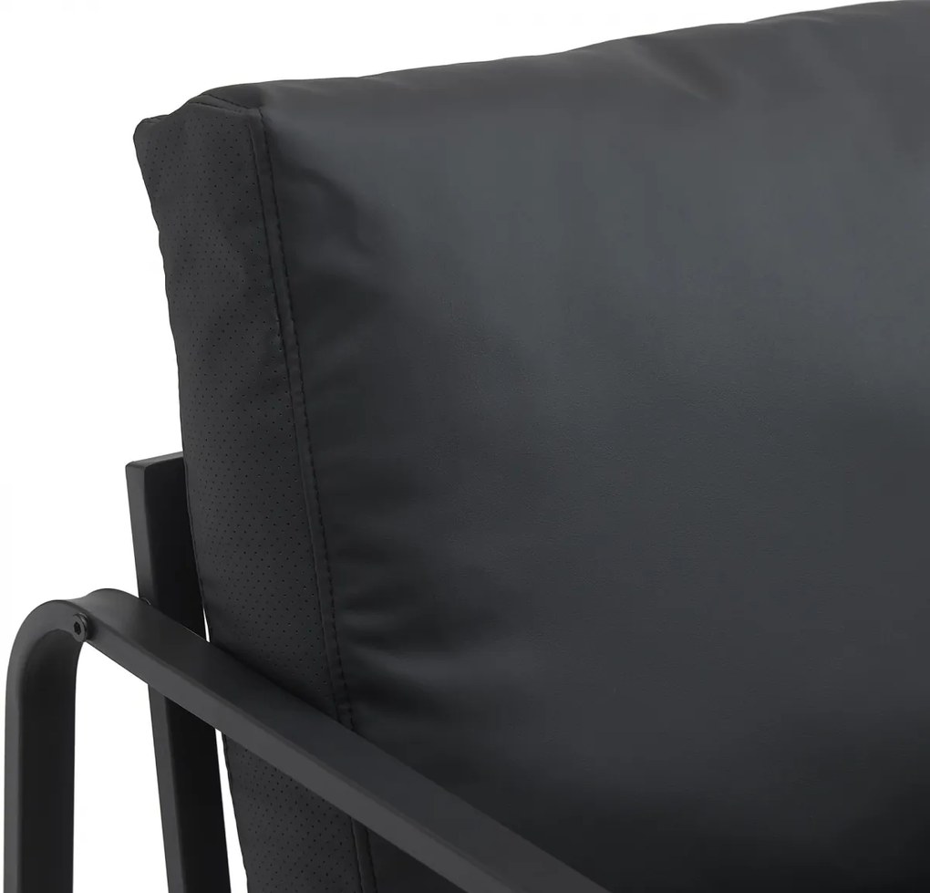 Design-Shop Kreslo Manea - koženka / kov - Čierna