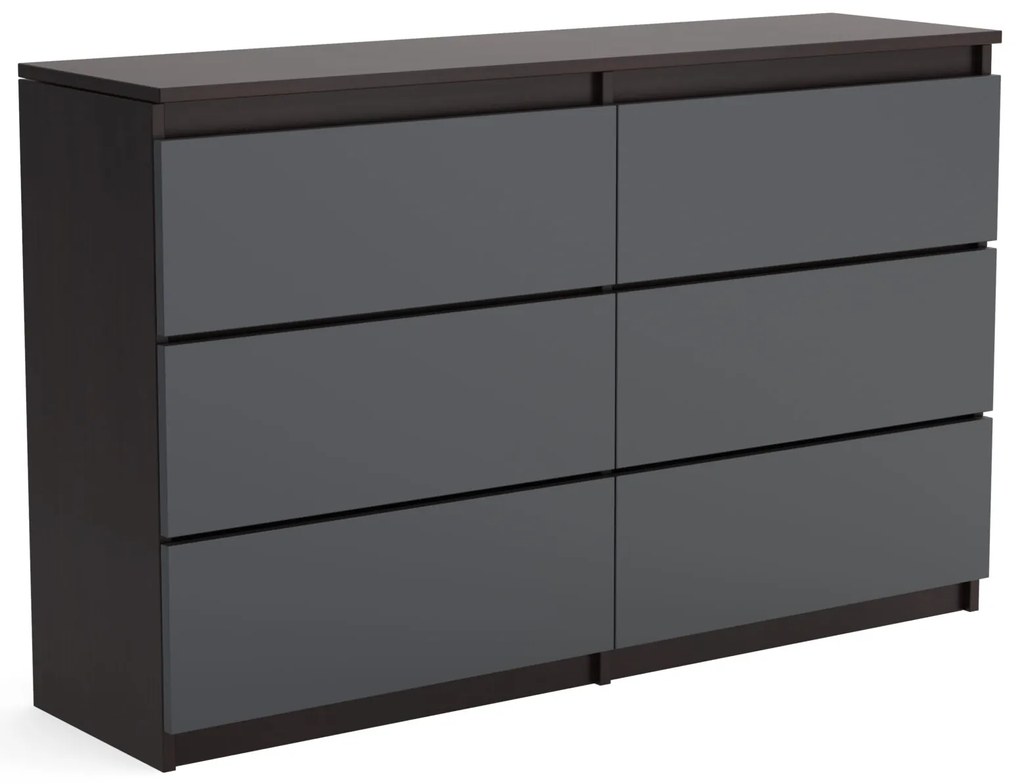 Veľká komoda 6 zásuviek ARIE šírka 120cm Wenge/Antracit