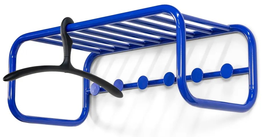 Modrý kovový nástenný vešiak s poličkou 72 cm Retro – Spinder Design