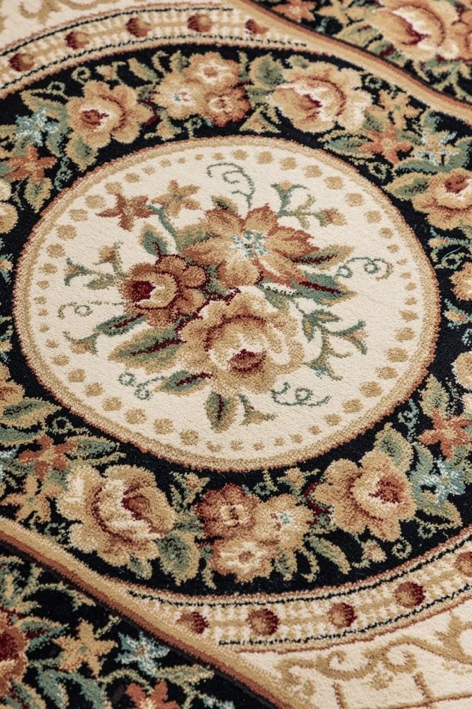 Hanse Home, Behúň Herat 105993 Black Cream, 80x240, čierna, chodba / predsieň