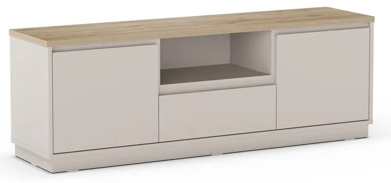 Béžový TV stolík v dekore duba 161x55x40 cm Loreta – Marckeric