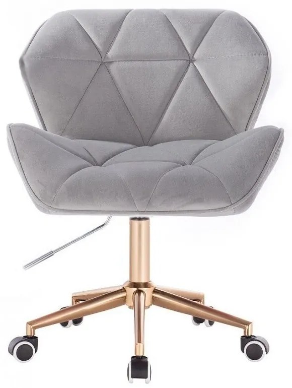 LuxuryForm DESIGN Stolička MILANO VELUR na zlatej podstave s kolieskami - svetlosivá