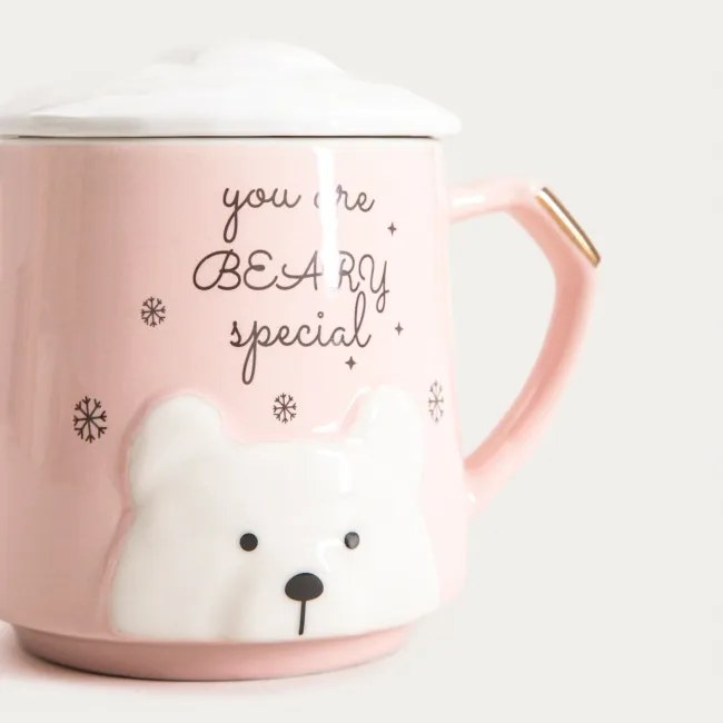 Hrnček EVERE s medvedíkom, ružový 761201 400 ml