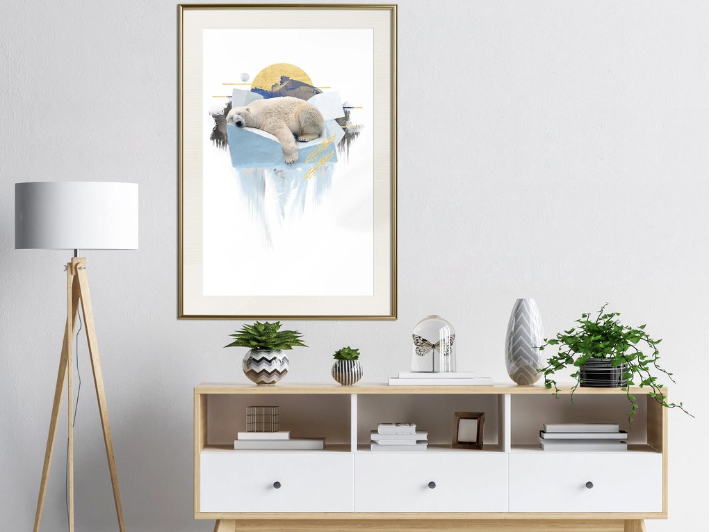 Artgeist Plagát - Polar Bear [Poster] Veľkosť: 30x45, Verzia: Zlatý rám