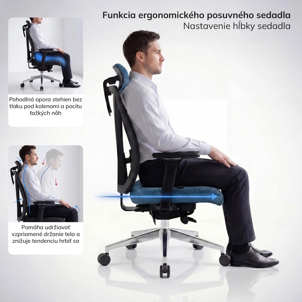 Ergonomická kancelárska stolička tmavomodrá VECTOR