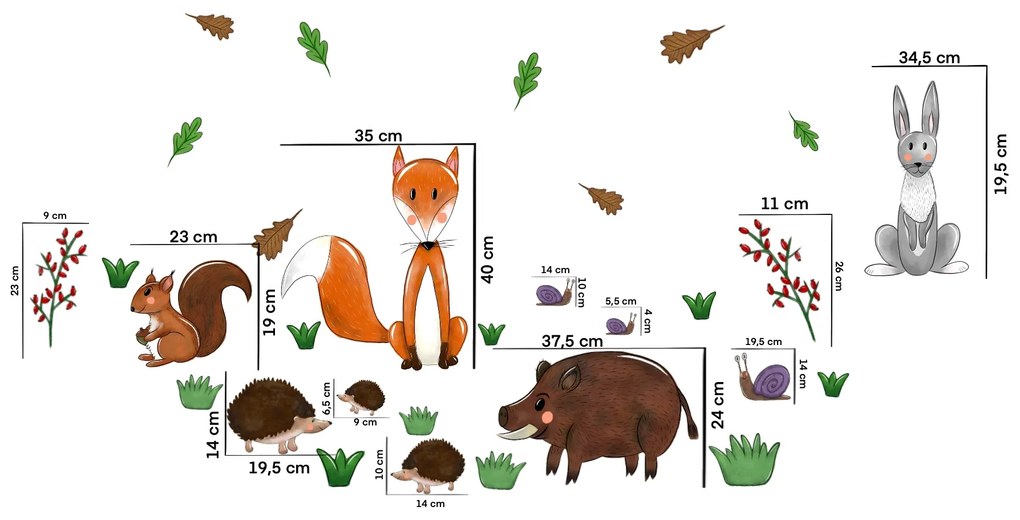 Samolepka na stenu "Lesné zvieratká 2" 160x90 cm