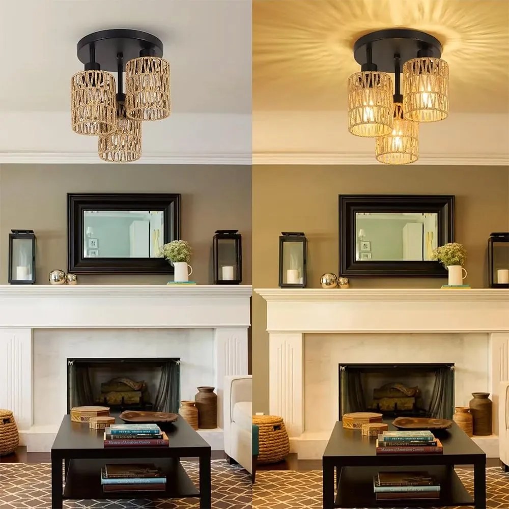 Toolight Toolight, stropné svietidlo 3xE27, APP1624-3C, hnedá-čierna, OSW-04127