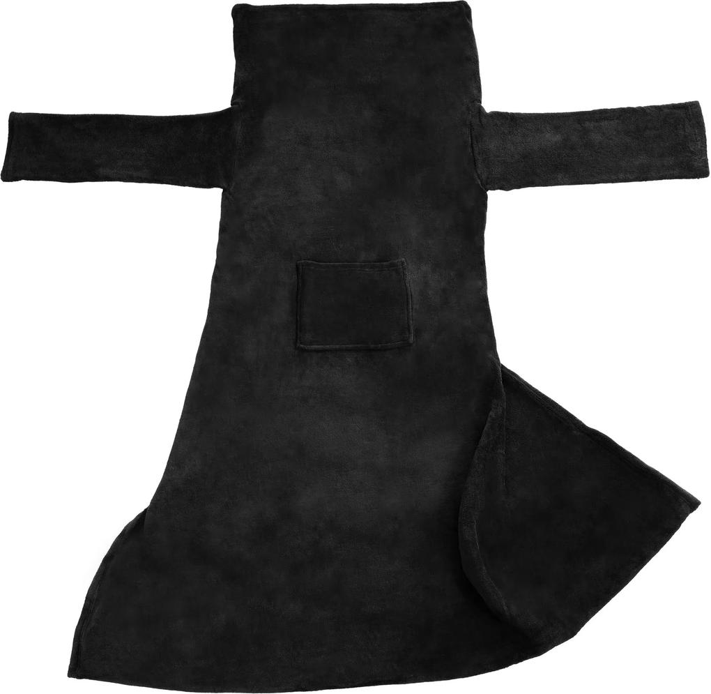 tectake 402434 deka s rukávmi - černá, 200 x 170 cm