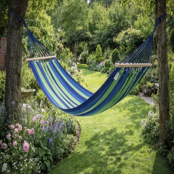 Hojdacia sieť Hamaka 260 x 150 cm zeleno-modrá
