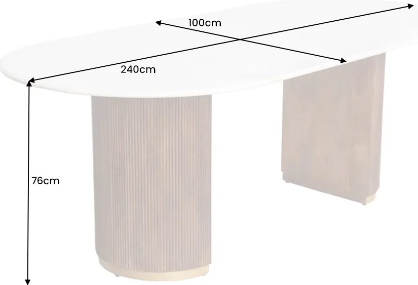 Jedálenský stôl Gatsby 240 cm, mangové drevo, biely mramor