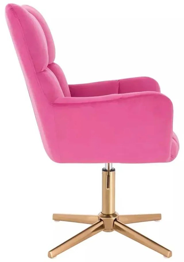 LuxuryForm DESIGN Kreslo AURORA VELUR na zlatom kríži - tmavo ružové