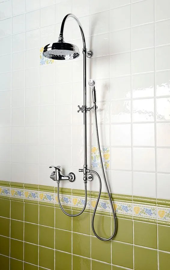 Reitano Rubinetteria Reitano Rubinetteria, VANITY Sprchový stĺp s pripojením vody na batériu, retro, chróm, SET061