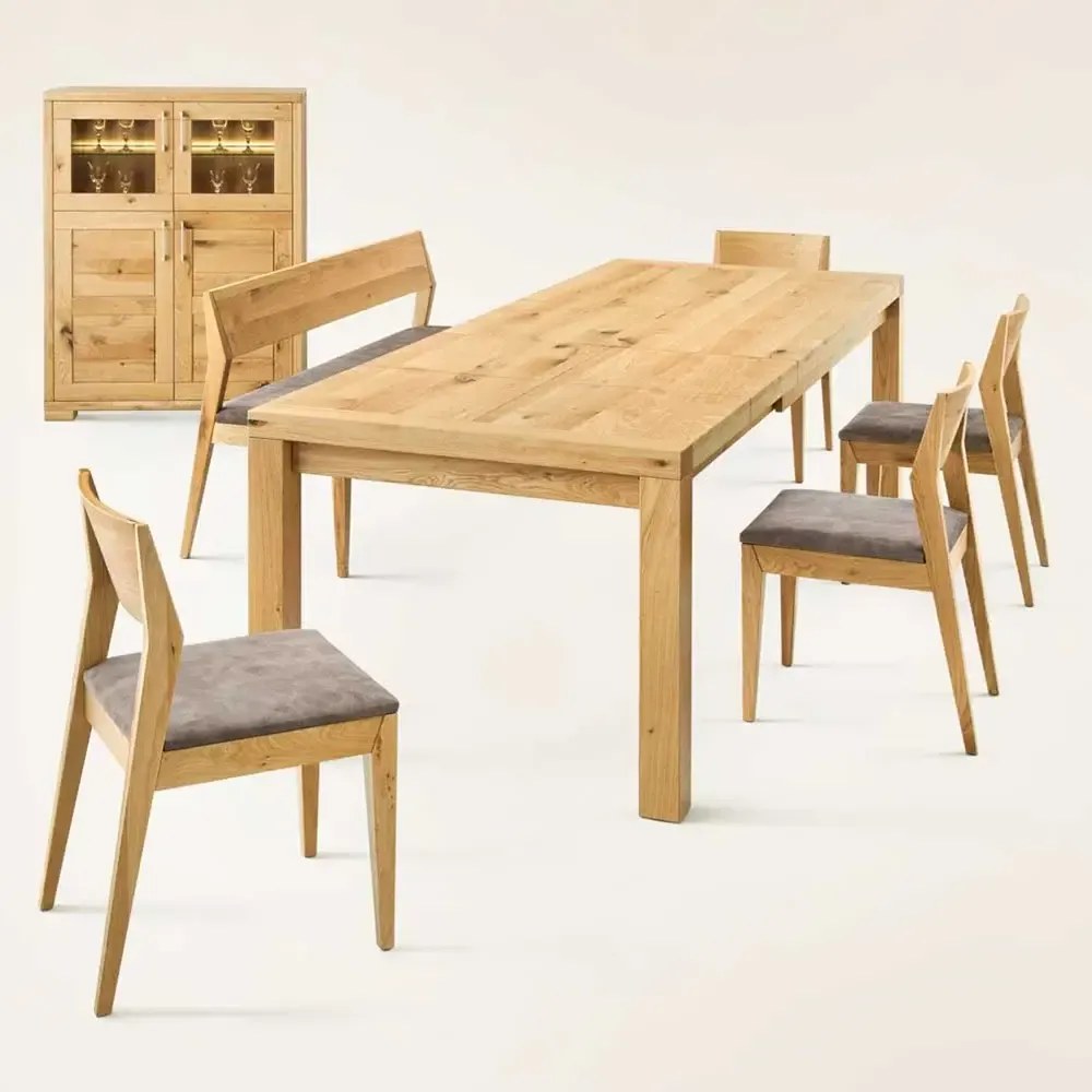 Veľký jedálenský rozkladací stôl z dubového masívu pre 8 až 12 osôb, 220-320×100×77 cm