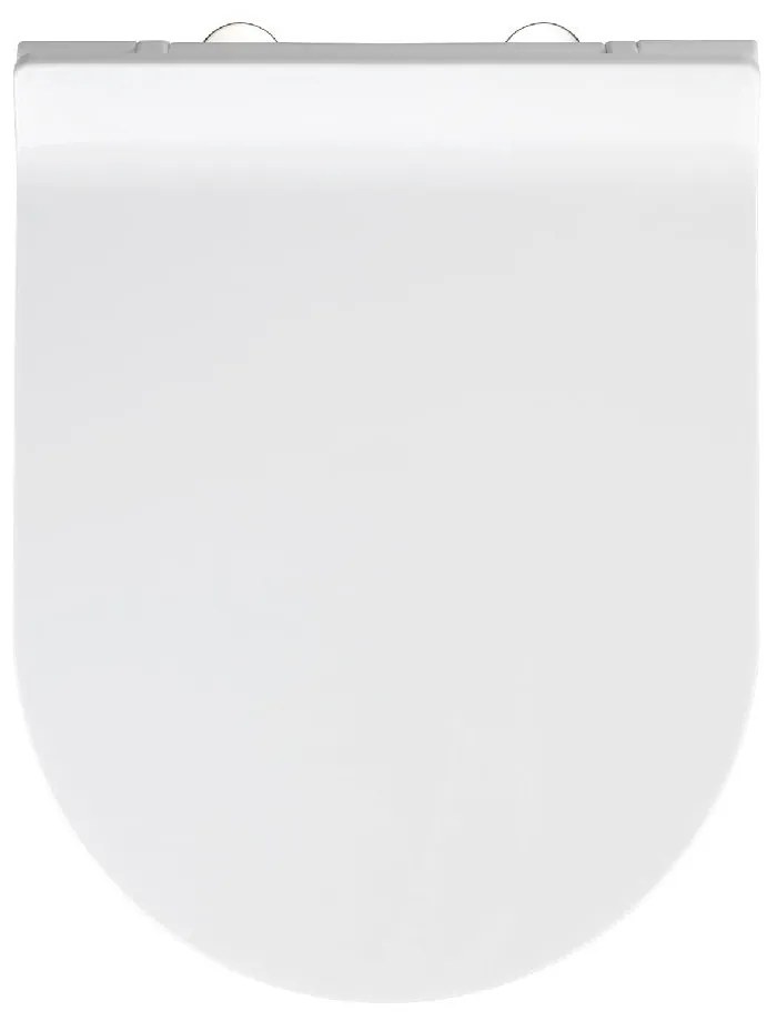 Biele WC sedadlo s jednoduchým zatváraním Wenko Habos, 46 × 36 cm