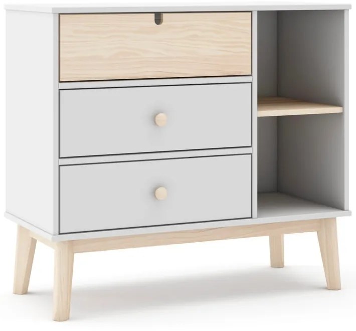Biela nízka detská komoda 90x40 cm Estefania – Marckeric