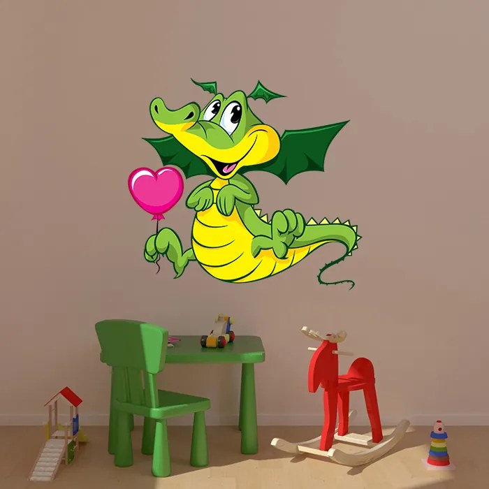 Sablio Samolepka na stenu: Drak s balonkem - 90x82 cm