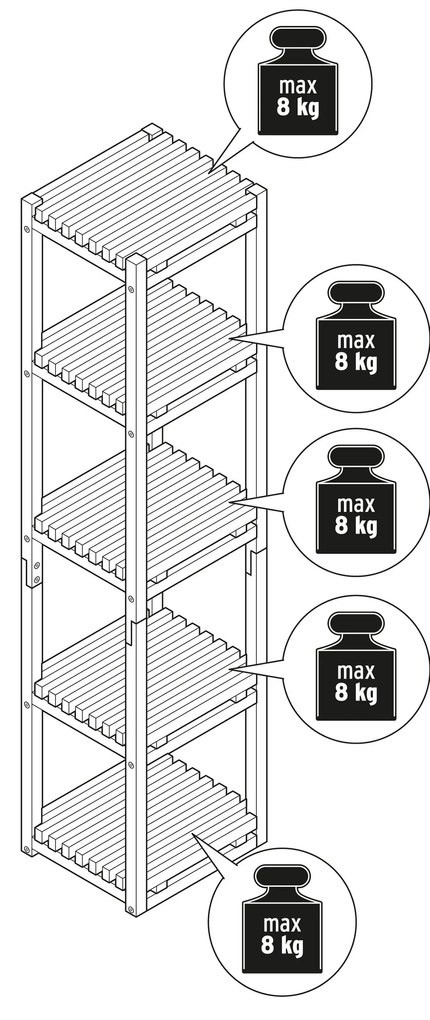 Úzky stojací regál