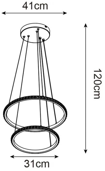 Zuma Line P22082M-2R - LED Luster na lanku RIDE LED/22W/230V + LED/14W čierna