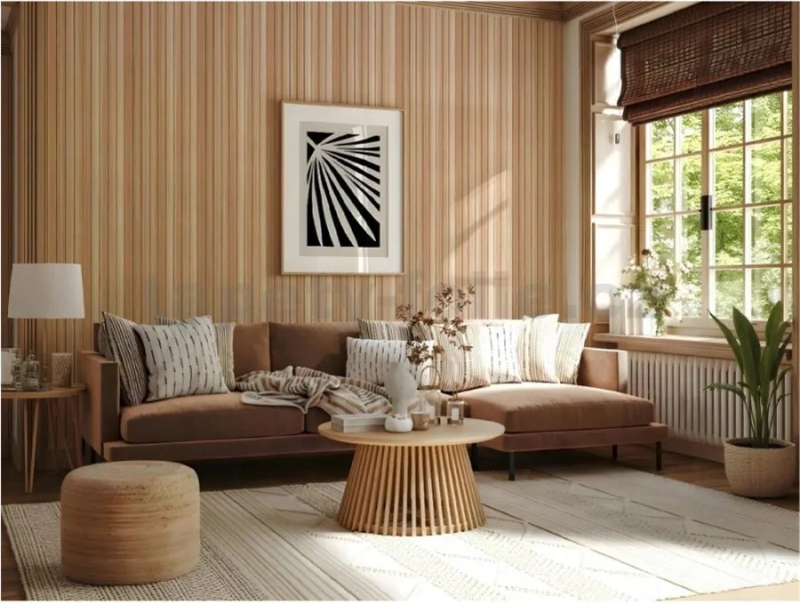 Samolepiace lamely na stenu R01, cena za kus, rozmer 300 cm x 40 cm, hnedé, IMPOL TRADE