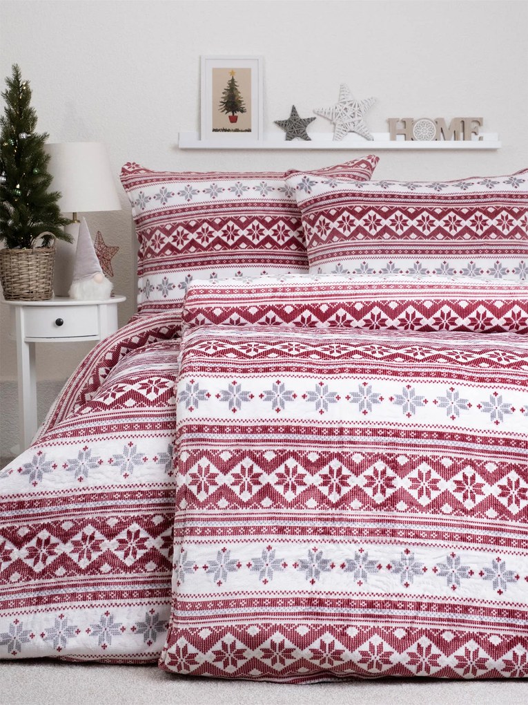Predĺžené obliečky mikroplyš Exclusive – Winter červené