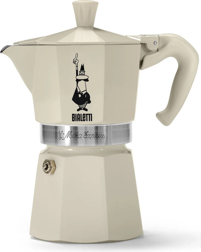 Kávovar na moka kávu Bialetti Moka Express, 190 ml, krémový